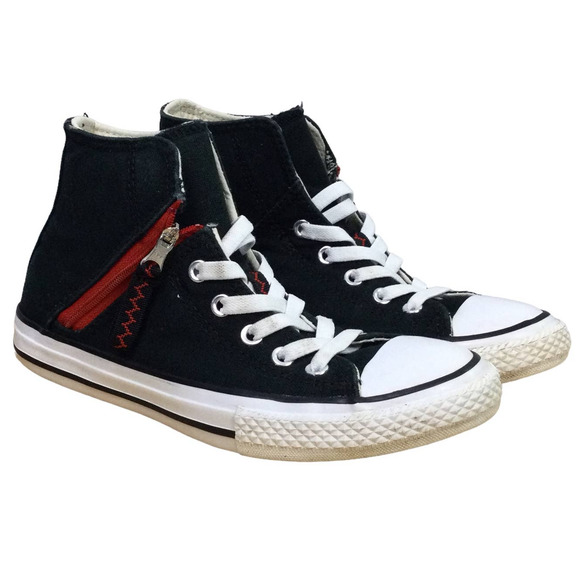 Converse All Star Chuck Taylor Kids Side Zip Fabric High Top Junior Size 3 - Picture 1 of 12